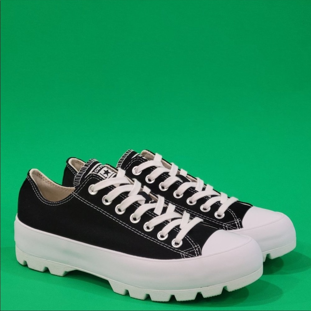 Black Lugged Chuck Taylor Converse.